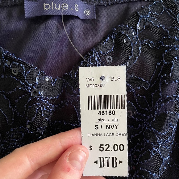 Below The Belt Blue Sequin Diana Lace Dress | Size S - Picture 5 of 6